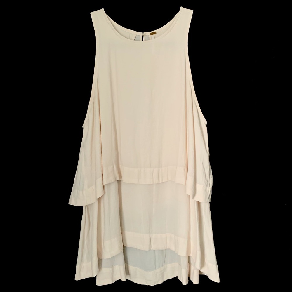 Free People Cream Layered Flowy Tank Top
